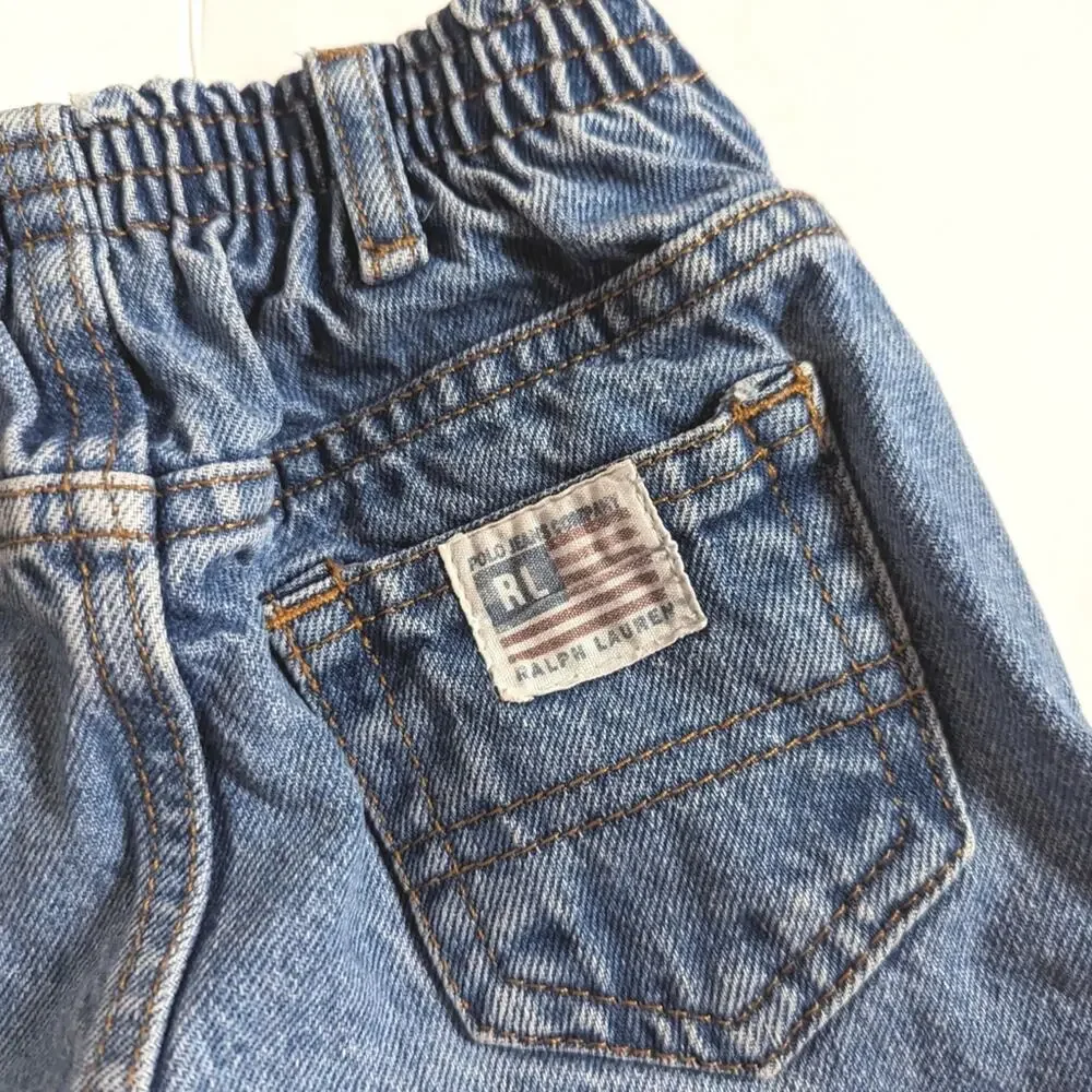 Vtg 90s Ralph Lauren Baggy Cinched Jeans 18-24m Iconic Classic